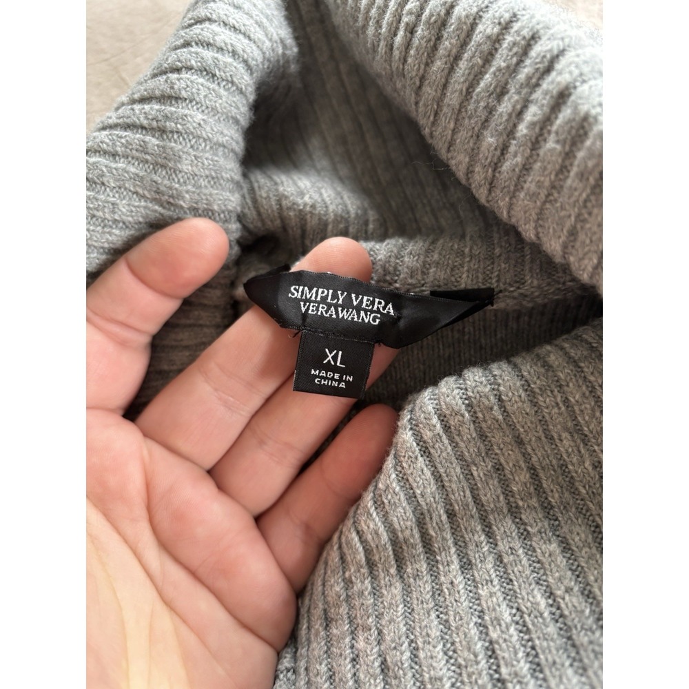 Simplyvera Vera Wang‎ Women's Gray Asymmetrical Sweater Cable Knit XL - Picture 5 of 14